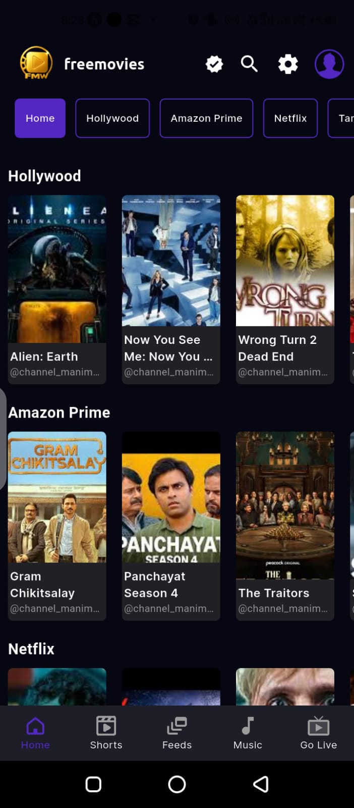 Free Movies app on mobile